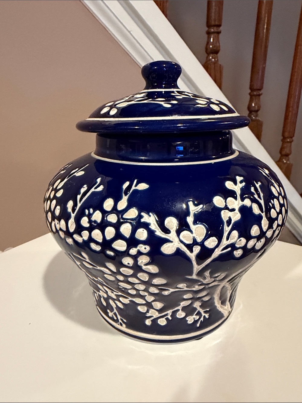 Blue and White Ceramic Ginger Jar - Picture 6 of 8